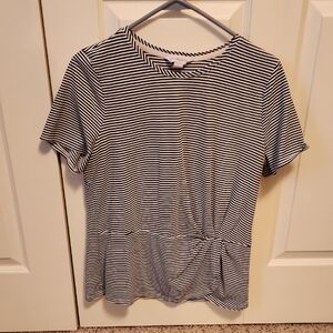 Liz Claiborne Black and White Striped Tee